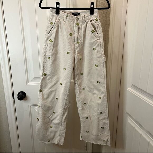 Forever 21 Corduroy Women’s Carpenter Pants Size XS Smiley Face Flowers - Picture 12 of 12